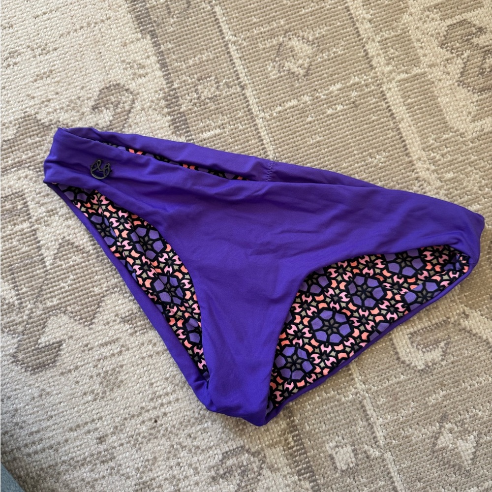 Maaji Purple Bikini Bottom with Pink and Black Pattern
